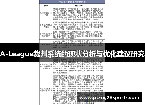 A-League裁判系统的现状分析与优化建议研究 A-League裁判系统的现状分析与优化建议研究
