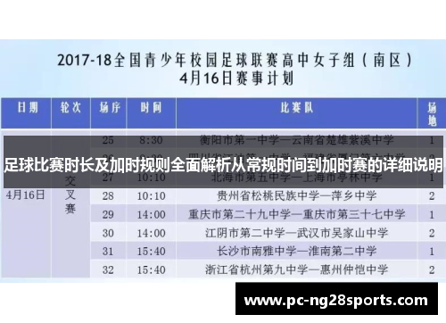 足球比赛时长及加时规则全面解析从常规时间到加时赛的详细说明